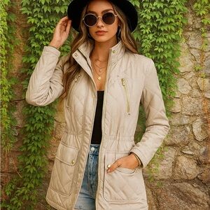 BCBGENERATION Khaki Colored Diamond Quilted Jacket, S